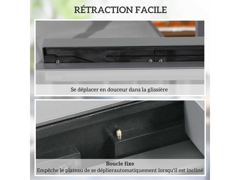  Table de jardin extensible aluminium et verre trempé 160 x 80 x 75 cm  - Conforama E