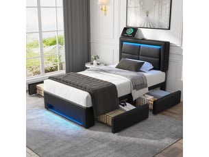 Lit simple 90x200 cm OKWISH coloris noir