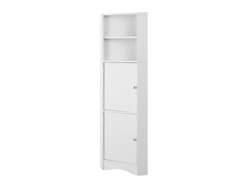 Meuble d'angle de salle de bain 36.5x36.5x155 cm avec tablette réglable panneau de particules blanc - Conforama A