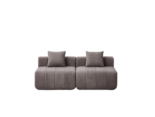 Canapé 2 places - 165x60.9x73.6 cm - canapé droit modulaire chenille avec 2 coussins, sans montage - gris