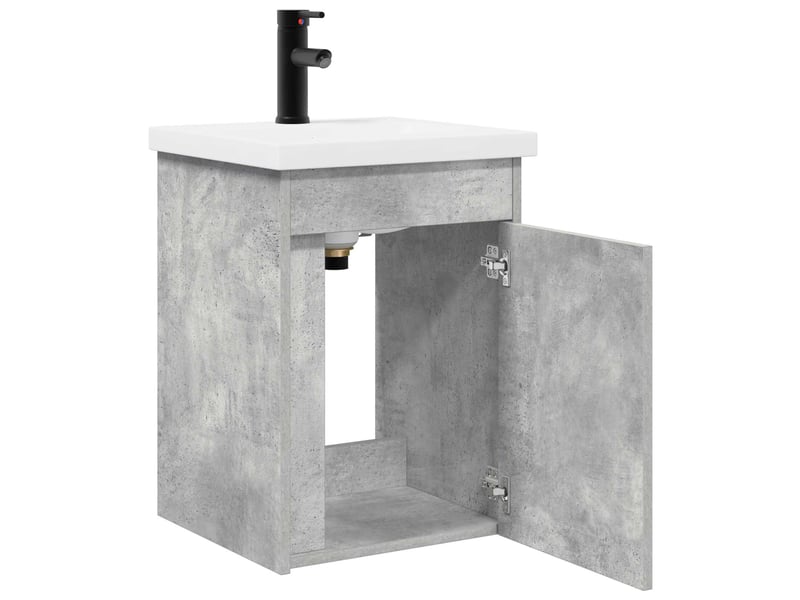  Meuble de rangement salle de bain avec robinet gris béton shl6827  - Conforama D