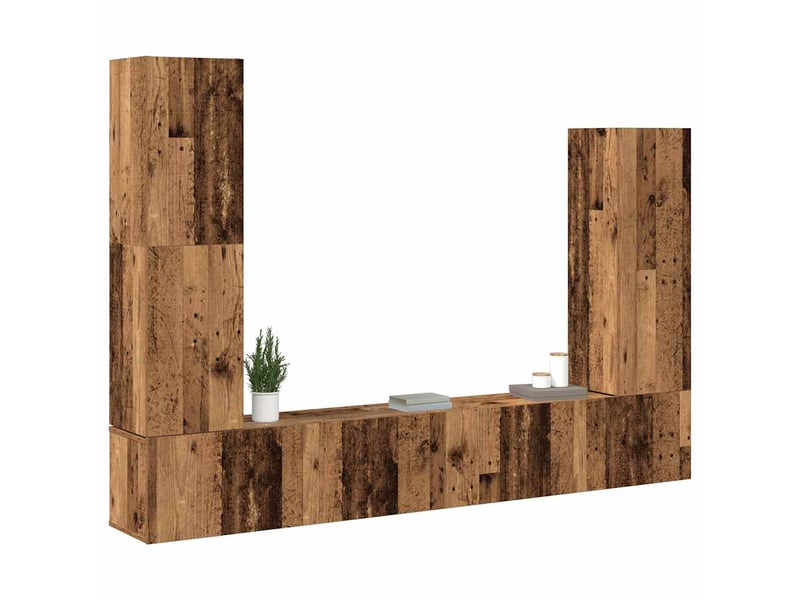  Ensemble de meuble tv - banc tv - meuble de rangement mural 4 pcs vieux bois bois d'ingénierie  - Conforama C