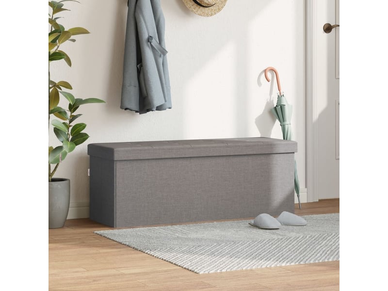  Banc chambre, banc de rangement pliable gris clair faux lin  - Conforama C