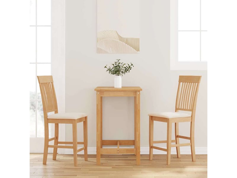  Lot de 2 tabouret de bar avec coussins en bois massif naturel et caoutchouc shl64627  - Conforama B