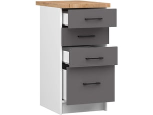 Armoires de cuisine basse akord s40 oliwia blanc 40 cm 4 tiroirs façade gris graphite 40x46x85 cm