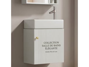 Meuble sous-vasque suspendu 46 cm avec vasque en céramique petit meuble de salle de bain blanc