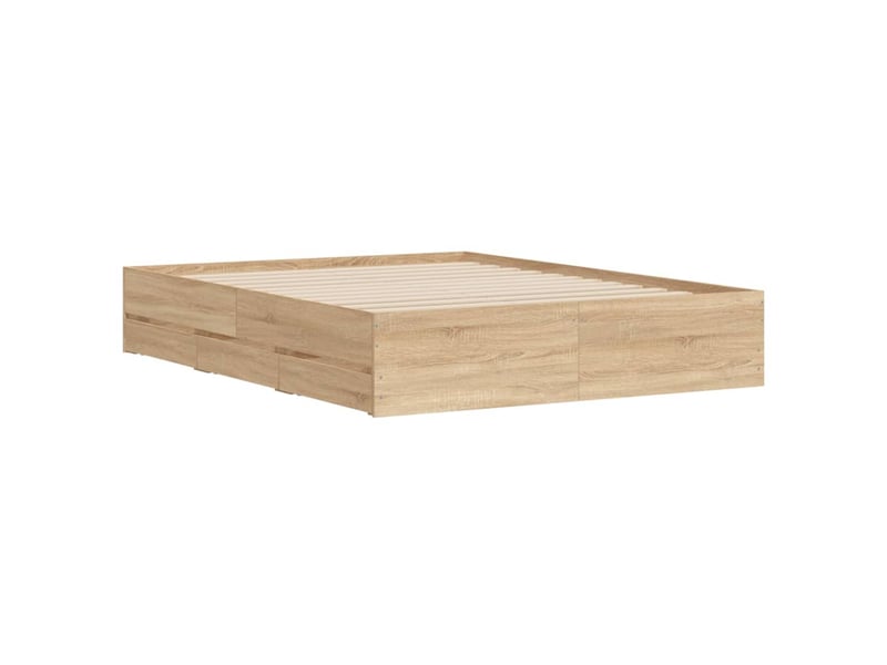  Lit double- lit adulte -  cadre de lit avec tiroirs sans matelas chêne sonoma 150x200 cm  - Conforama C