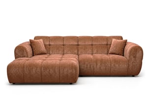 Canapé d'angle gauche fixe BESTMOBILIER MINI RAY 4 places Tissu Terracotta
