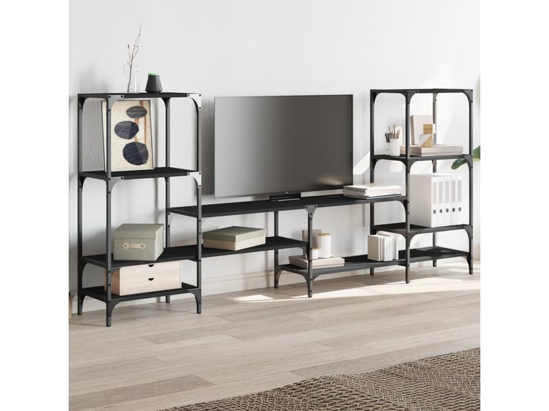  Meuble tv - banc tv - meuble de rangement noir 206,5x28,5x95 cm bois d'ingénierie  - Conforama C