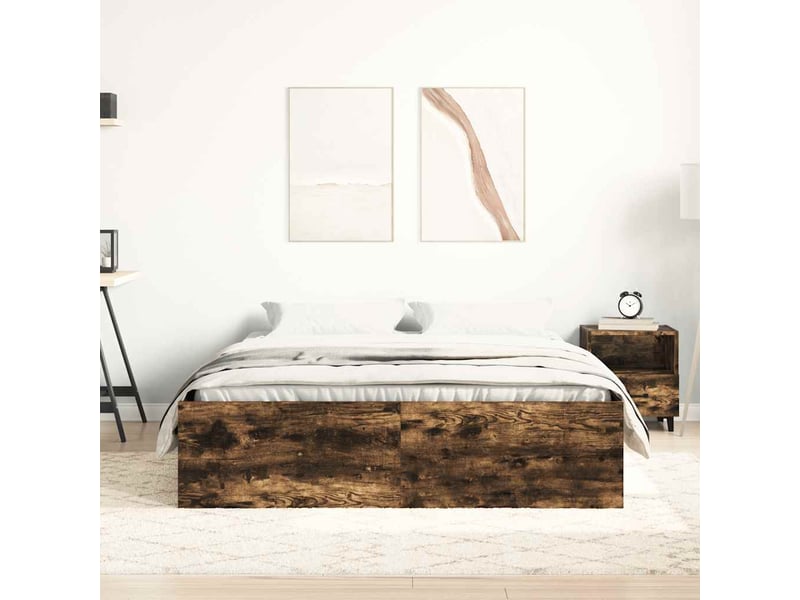  Lit double- lit adulte -  cadre de lit sans matelas chêne fumé 140x190 cm  - Conforama B