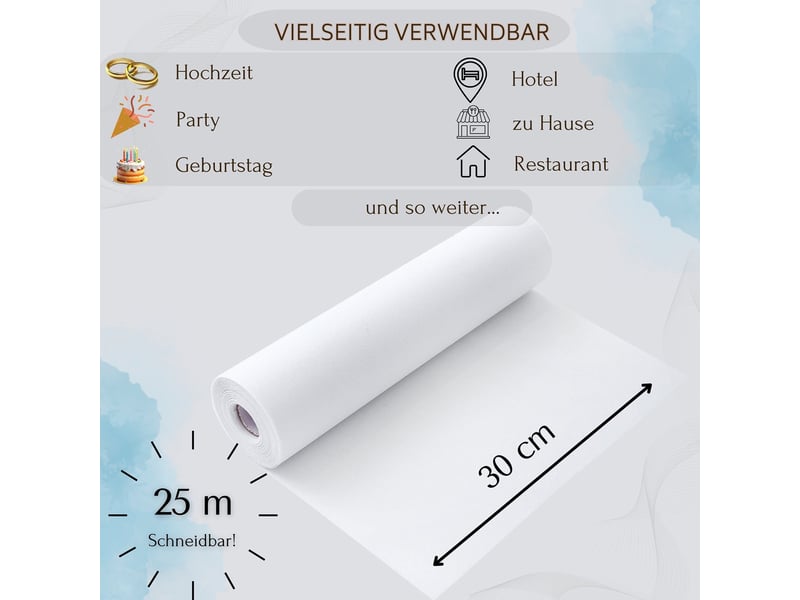  Chemin de table 30x25 m - rouleau de tissu non-tissé décoration de table pour mariage et fête - blanc  - Conforama E