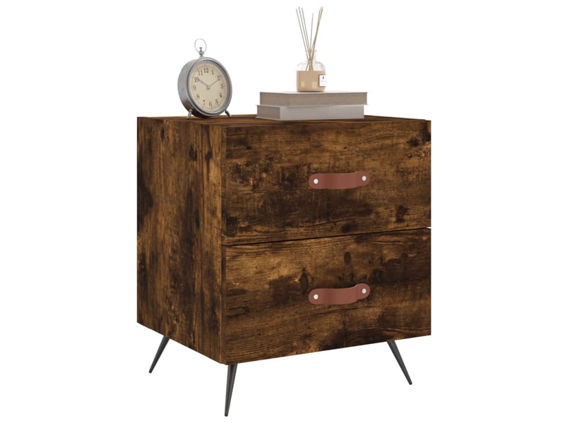  Lot de 2 tables de chevet - cabinet de chevet - table de nuit chêne fumé 40x35x47,5cm bois d’ingénierie  - Conforama C