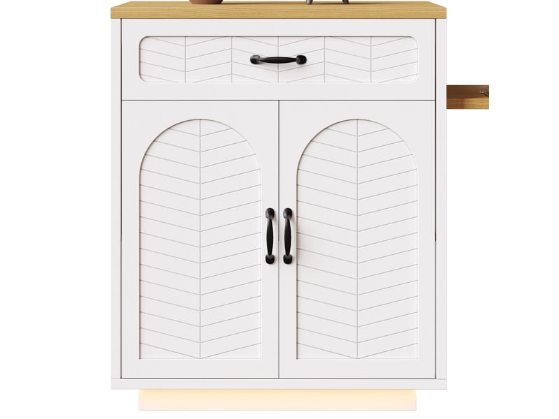 Ilot de cuisine avec table extensible mdf et métal blanc 80x70x95,5 cm - pangivo  - Conforama E