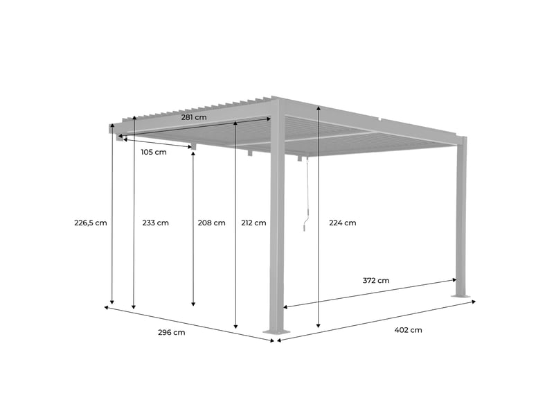  Pergola bioclimatique aluminium adossée lames orientables 4x3m beige palace  - Conforama D