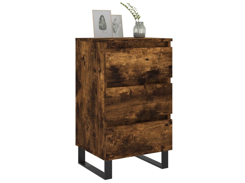 Tables de chevet 2 pièces chêne fumé 40x35x69 cm bois ingénierie  - Conforama C