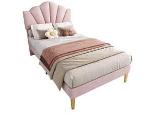Lit simple 90x200 cm BEAOK coloris rose
