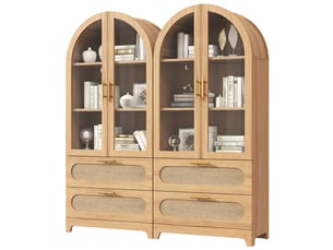 Vitrine coloris naturel 5 étagère(s) <strong>LEYTN</strong> <strong></strong> - 160 cmx175 cm