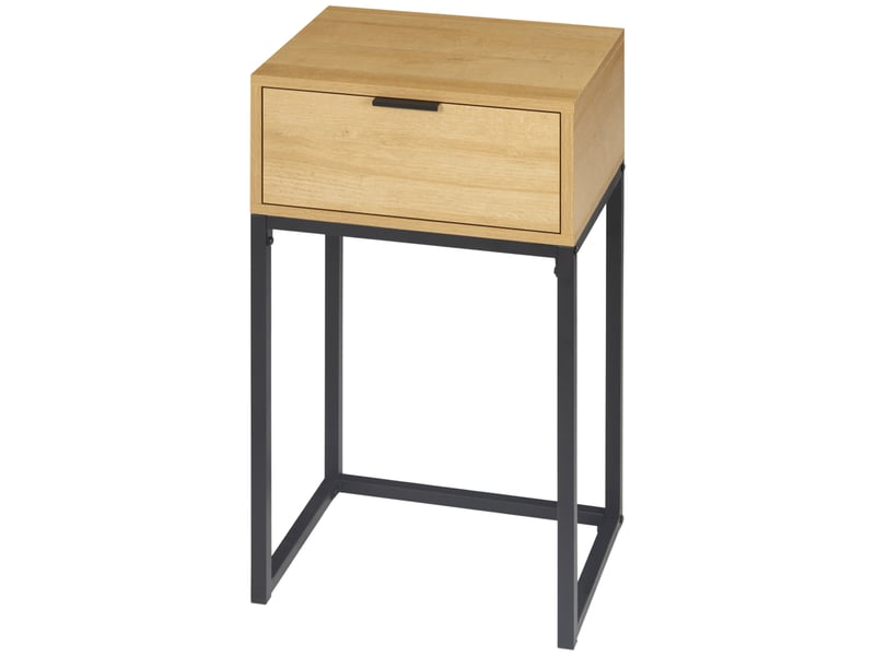  Table d'appoint avec tiroir, table d'appoint moderne avec pieds en acier pour entrée ou salon, 40 x 30 x 76 cm, naturel  - Conforama B