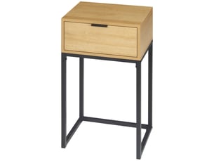 Table d'appoint avec tiroir, table d'appoint moderne avec pieds en acier pour entrée ou salon, 40 x 30 x 76 cm, naturel