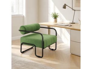 Fauteuil 73x68,5x70,5 cm, canapé 1 place, revêtement en tissu côtelé, structure en métal, design moderne, coloris vert