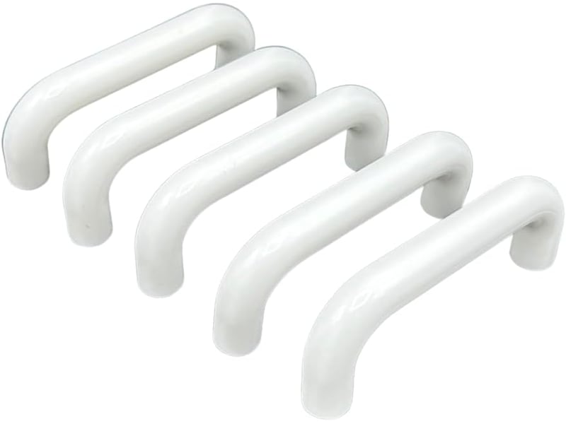  Lot de 5 poignées d'étrier en plastique pour meubles, armoires, tiroirs et portes (entraxe 64 mm, blanc)  - Conforama C