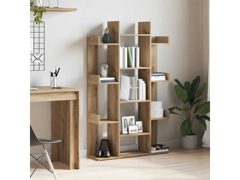  Bibliothèque, étagère de rangement chêne artisanal 86x25,5x140 cm bois d'ingénierie  - Conforama C