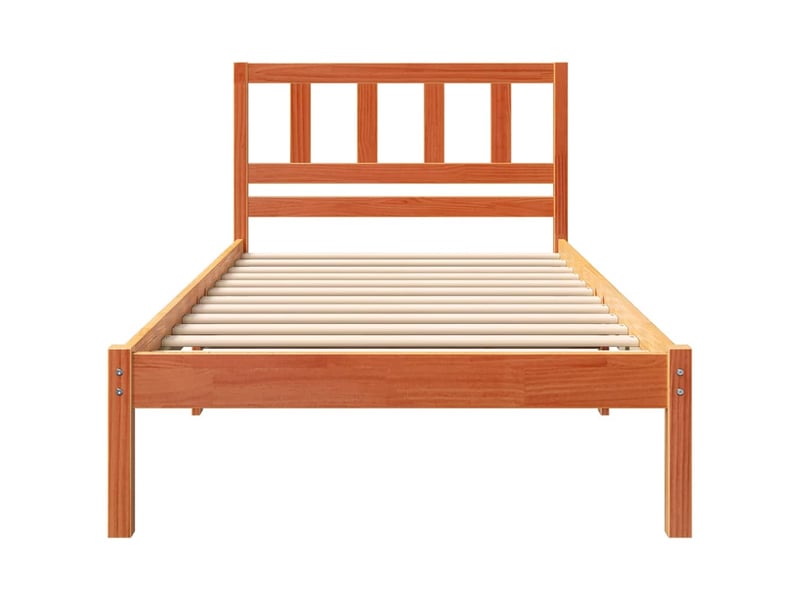  Lit simple- lit adulte -  cadre de lit avec tête de lit brun  80 x 200 cm pin massif  - Conforama C