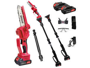 Élagueuse sur perche sans fil 141 à 240 cm, rouge et noir, abs et acier, tête orientable à 180 degrés