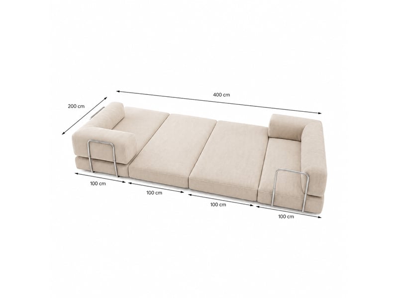  Canapé compressé convertible 5 places à mémoire de forme en velours côtelé beige barry  - Conforama D
