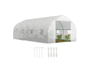 Serre de 6 x 3 x 2 m pour potager, avec 8 fenêtres et porte sectionnelle, en acier et polypropylène, verte.