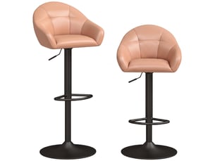 Lot de 2 tabourets de bar, hauteur réglable, pivotant 360°, dossier, accoudoirs, repose-pieds, 49,5x48,5x108cm, marron