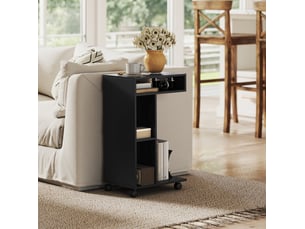 Desserte de cuisine en c avec 3 niches et 4 roulettes dont 2 freinées, rangement ouvert noire 40 × 30 × 69 cm