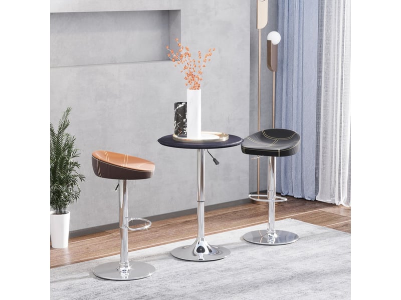 Table basse ø60x70x90, plateau simili-cuir et piètement chromé, hauteur réglable, plateau rotatif 360°  - Conforama A