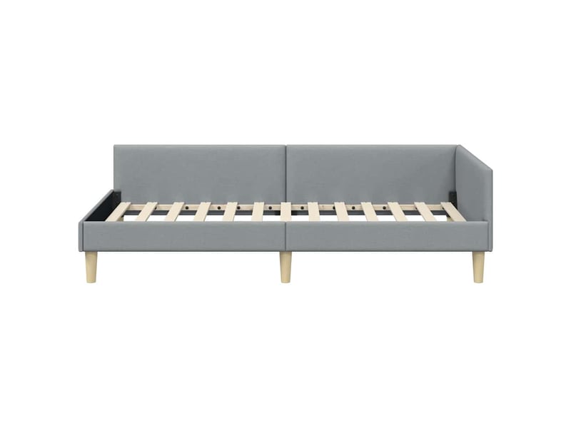  Lit simple- lit adulte -  cadre de lit d'angle gris clair 100 x 200 cm tissu  - Conforama D