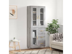 Buffet haut - bahut - meuble de rangement sonoma gris 69,5x34x180 cm bois d'ingénierie