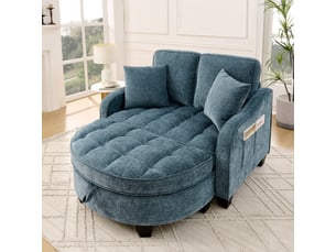 Canapé droit fixe <strong></strong> <strong></strong> 2 places Simili bleu avec coffre de rangement