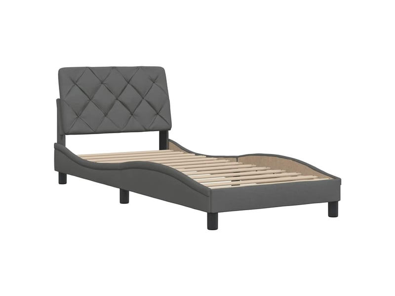  Lit simple- lit adulte -  cadre de lit sans matelas gris foncé 90x200 cm tissu  - Conforama C