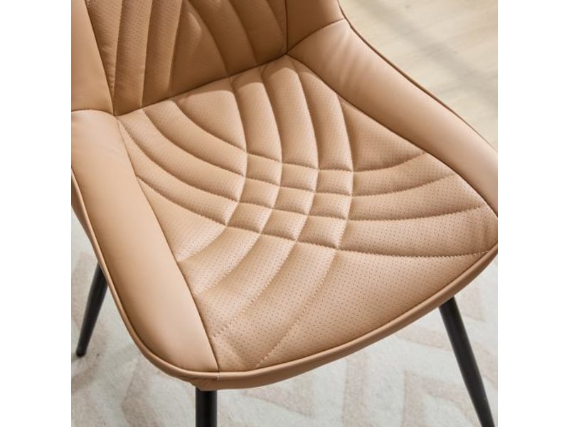  Chaises de salle à manger en duo - ergonomiques, cuir pu perforé respirant, couture 3d, pieds en métal croisés  - Conforama E