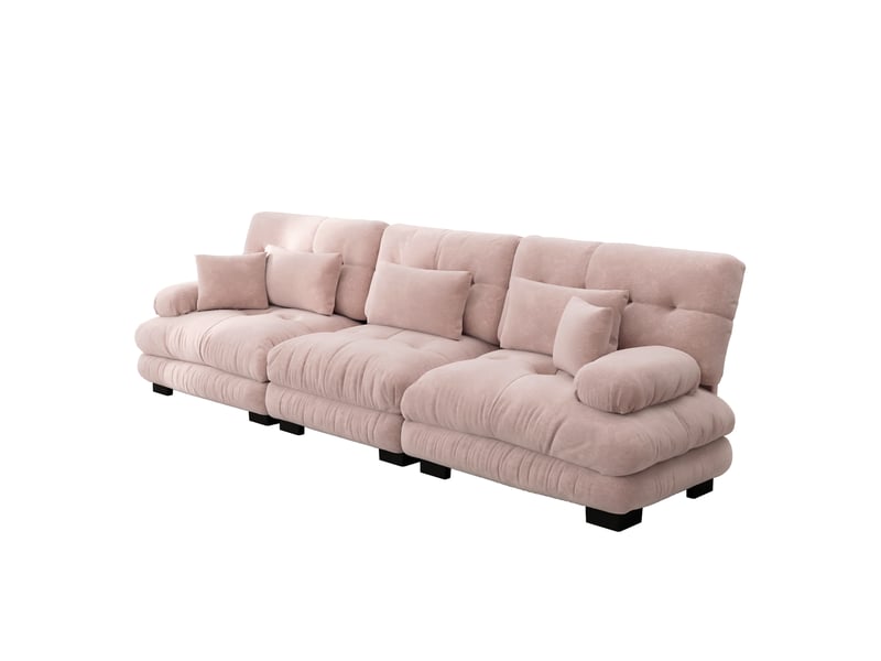  Canapé d'angle, canapé convertible : rose, 3 places, en chenille, assise profonde  - Conforama B