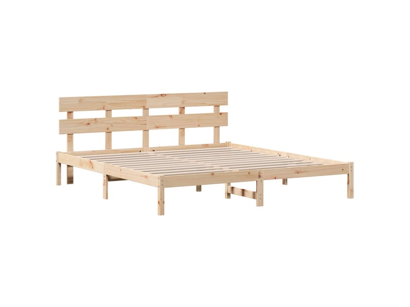 Lit double- lit adulte - cadre de lit marron 200 x 200 cm bois de pin massif - Conforama A