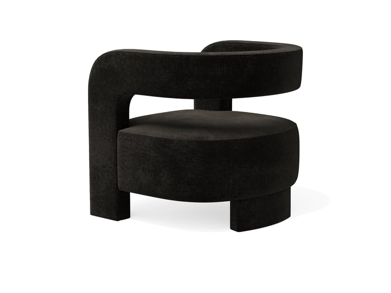  Fauteuil en velours chenillé noir perle CF18VCN - Conforama C