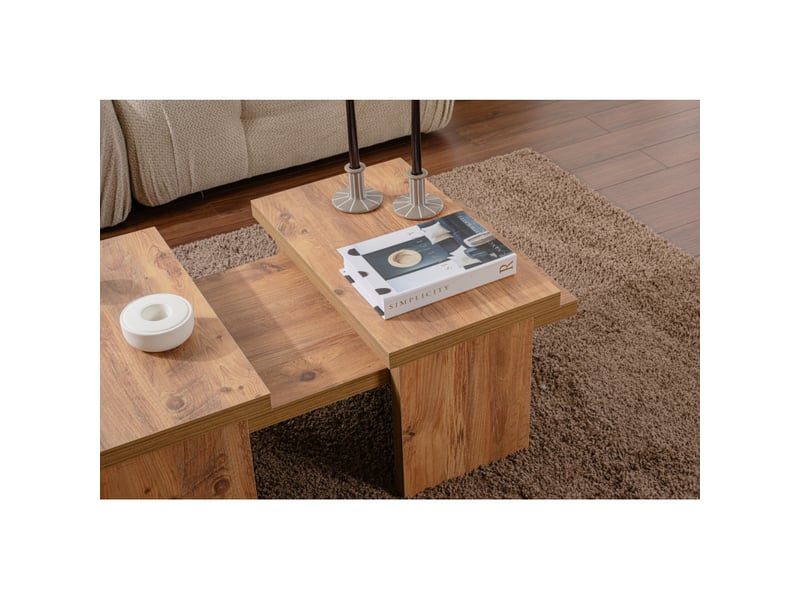  Tables basses gigognes en bois mdf mélaminé pin atlantique 110 x 45 x 30 cm lot de 2  - Conforama C