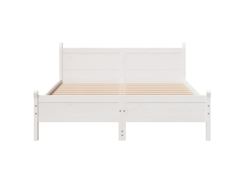  Lit double- lit adulte -  cadre de lit sans matelas blanc 135x190 cm bois de pin massif  - Conforama C