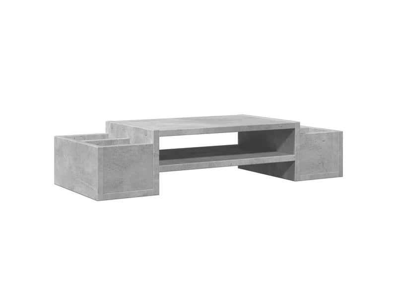  Support de moniteur table meuble bureau avec rangement bois d'ingénierie gris 02_0044926  - Conforama A