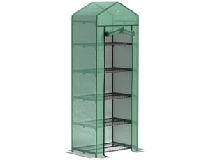 Serre de jardin 69 x 49 x 193 cm – verte – porte enroulable et 5 étagères pour balcon et jardin
