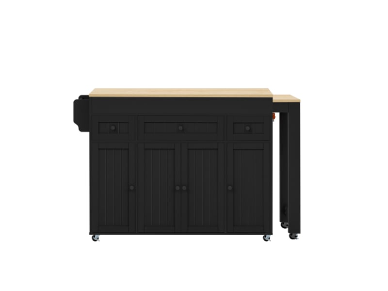  Îlot de cuisine mobile - noir et naturel - mdf - 137-190,6x45,2x92 cm - plan de travail extensible 137x45.2x92cm - Conforama A