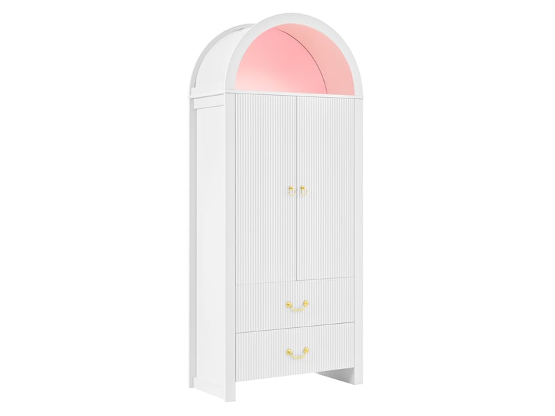  Armoire haute,76x38x180 cm,led pilotée par application et tiroirs,mdf,blanche  - Conforama B