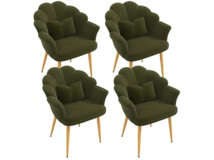 Lot de 4 fauteuils de salle à manger 64 x 65,5 x 85 cm vert, tissu peluche polyester, pieds métal doré