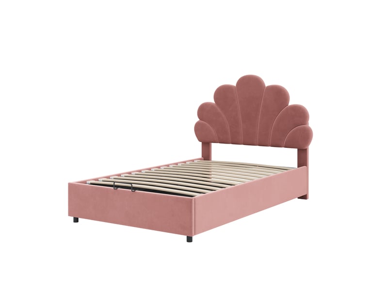  Lit capitonné en velours rose 90 x 200 cm  - Conforama A