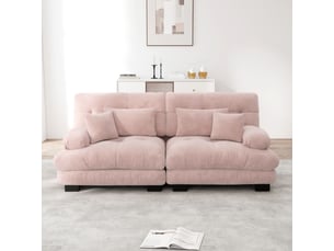 Canapé d'angle, canapé 2 places — coussins inclus, en chenille, style cloud, rose
